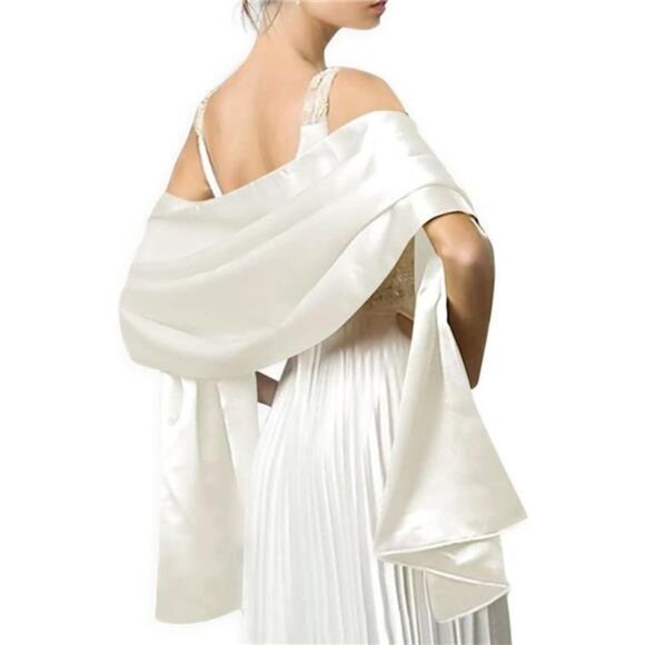 Satin Shawls Wraps White - Picture 1 of 4